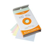 Exacompta - Réf. 13272E - Étui de 100 fiches bristol quadrillées 5x5 non perforées - format 100 x 150 mm - compatibles avec imprimante jet d'encre, laser et photocopieur - couleurs assorties