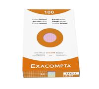 Exacompta - Réf. 13273E - Carton de 12 étuis de 100 fiches bristol quadrillées 5x5 non perforées - format 125 x 200 mm - compatibles avec imprimante jet d'encre, laser et photocopieur - assorties