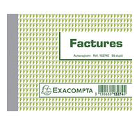 Exacompta - Réf. 13274E - 1 Manifold FACTURES - 50 feuillets numérotés et autocopiants - duplicatas (1 original + 1 copie) - format 105 x 135 mm - fabriqué en france