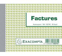 Exacompta - Réf. 13274SE - Carton de 40 manifolds FACTURES - sous film - 50 feuillets numérotés et autocopiants - duplicatas (1 original + 1 copie) - format 105 x 135 mm - fabriqués en France