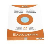 Exacompta - Réf. 13276E - Étui de 100 fiches bristol quadrillées 5x5 non perforées - format 210 x 297 mm - compatibles avec imprimante jet d'encre, laser et photocopieur - couleurs assorties