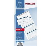 Exacompta - Réf. 13290E - 1 carnet broché messages téléphones (4 à la page) - brochure de 200 messages détachables pré-imprimés et autocopiants - 50 feuilles dupli - format 297 x 148 mm - certifié FSC
