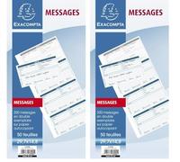 Exacompta - Réf. 13290E - 1 carnet broché messages téléphones (4 à la page) - brochure de 200 messages détachables pré-imprimés et autocopiants - 50 feuilles dupli - format 297 x 148 mm - certifié FSC