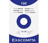 Exacompta - Réf. 13300B - Carton de 10 étuis de 100 fiches bristol unies non perforées - format 74 x 105 mm - - couleur blanc