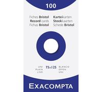 Exacompta - Réf. 13301E - Carton de 10 étuis de 100 fiches bristol unies non perforées - format 75 x 125 mm - compatibles avec imprimante jet d'encre, laser et photocopieur - couleur blanc