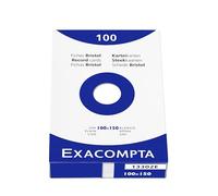 Exacompta - Réf. 13302E - Carton de 10 étuis de 100 fiches bristol unies non perforées - format 100 x 150 mm - compatibles avec imprimante jet d'encre, laser et photocopieur - couleur blanc
