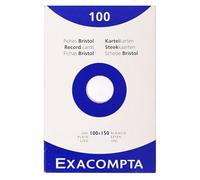 Exacompta — Étui fiches bristol Réf. 13302E, 100 fiches 100×150 mm non perforées blanc