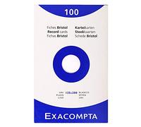 Exacompta Fiches Bristol unies non perforées 125 x 200 mm Blanc - Étui de 100