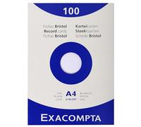 Exacompta - Réf. 13306E - Carton de 10 étuis de 100 fiches bristol unies non perforées - format 210 x 297 mm - compatibles avec imprimante jet d'encre, laser et photocopieur - couleur blanc