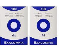 Exacompta - Réf. 13306E - Étui de 100 fiches bristol unies non perforées - format 210 x 297 mm - compatibles avec imprimante jet d'encre, laser et photocopieur - couleur blanc (Lot de 2)