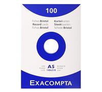 Exacompta - Réf. 13308E - Carton de 10 étuis de 100 fiches bristol unies non perforées - format 148 x 210 mm - compatibles avec imprimante jet d'encre, laser et photocopieur - couleur blanc