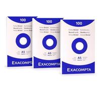 Exacompta - Réf. 13308E - Pack Bureau de 3 Étuis de 100 fiches bristol unies non perforées - format 148 x 210 mm - compatibles avec imprimante jet d'encre, laser et photocopieur - blanc