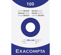Exacompta - Réf. 13309E - Carton de 10 étuis de 100 fiches bristol unies non perforées - format 105 x 148 mm - compatibles avec imprimante jet d'encre, laser et photocopieur - couleur blanc