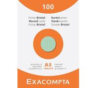 Exacompta - Réf. 13378E - Carton de 10 étuis de 100 fiches bristol quadrillées 5x5 non perforées - format 148 x 210 mm - - couleurs assorties