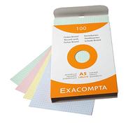Exacompta - Réf. 13378E - Étui de 100 fiches bristol quadrillées 5x5 non perforées - format 148 x 210 mm - compatibles avec imprimante jet d'encre, laser et photocopieur - couleurs assorties