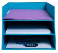 Exacompta - Réf.13457D - 1 corbeille à courrier 3 niveaux en carton TEKSTO - pour documents au format A+ (jusqu'à 24x32 cm) - dimensions 350x290x190 mm - couleur turquoise