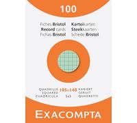 Exacompta - Réf. 13479E - Carton de 10 étuis de 100 fiches bristol quadrillées 5x5 non perforées - format 105 x 148 mm - - couleurs assorties
