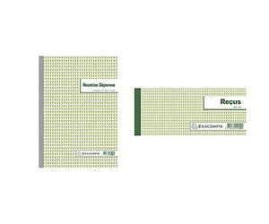 Exacompta - Réf. 13500E - 1 Manifold Recettes dépenses 29,7x21cm 50 feuillets dupli autocopiants & 10E Carnet Reçus 9/13 50 Feuillets avec Talon