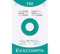 Exacompta - Réf. 13602E - Carton de 10 étuis de 100 fiches bristol quadrillées 5x5 perforées - format 100 x 150 mm - - couleur blanc