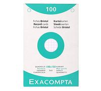 Exacompta - Réf. 13602E - Étui de 100 fiches bristol quadrillées 5x5 perforées - format 100 x 150 mm - compatibles avec imprimante jet d'encre, laser et photocopieur - couleur blanc