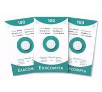 Exacompta - Réf. 13602E - Pack Classeur de 3 Étuis de 100 fiches bristol quadrillées 5x5 perforées - format 100 x 150 mm - compatibles avec imprimante jet d'encre, laser et photocopieur - blanc