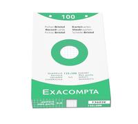 Exacompta - Réf. 13603E - Carton de 12 étuis de 100 fiches bristol quadrillées 5x5 perforées - format 125 x 200 mm - compatibles avec imprimante jet d'encre, laser et photocopieur - blanc