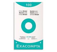 Exacompta - Réf. 13603E - Étui de 100 fiches bristol quadrillées 5x5 perforées - format 125 x 200 mm - compatibles avec imprimante jet d'encre, laser et photocopieur - couleur blanc