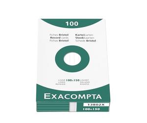 Exacompta - Réf. 13802X - Carton de 10 étuis de 100 fiches bristol lignées non perforées - format 100 x 150 mm - compatibles avec imprimante jet d'encre, laser et photocopieur - blanc