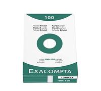 Exacompta - Réf. 13802X - Étui de 100 fiches bristol lignées non perforées - format 100 x 150 mm - compatibles avec imprimante jet d'encre, laser et photocopieur - couleur blanc