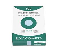 Exacompta - Réf. 13819B - Étui de 100 fiches bristol lignées non perforées - format 105 x 148 mm - compatibles avec imprimante jet d'encre, laser et photocopieur - couleur azur