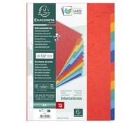 Exacompta - Réf. 1412E - Carton de 25 Intercalaires en véritable carte lustrée souple 225g/m2 FSC® avec 12 onglets neutres - Format à classer A4 - Dimensions 22,5 x 29,7 cm - couleurs assorties