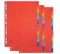 Exacompta - Réf. 1412SE - Pack de 3 jeux d'intercalaires en véritable carte lustrée souple 225g/m2 FSC® avec 12 onglets neutres - Format à classer A4 - Dimensions 22,5 x 29,7 cm - couleurs assorties
