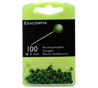 Exacompta - Réf. 14305E - Boîte de 100 épingles de signalisation sphériques - Hauteur de la pointe 15 mm - Diamètre 4 mm - Adaptés pour les plans ou cartes, itinéraires - Couleur vert