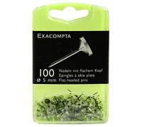Exacompta - Réf. 14512E - Boîte de 100 épingles de signalisation à tête plate unie - Hauteur de la pointe 8 mm - Diamètre 5 mm - Adaptés pour les plans ou cartes, itinéraires - Couleur cristal