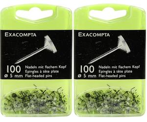 Exacompta - Réf. 14512E - Boîte de 100 épingles de signalisation à tête Plate Unie - Hauteur de la Pointe 8 mm - Diamètre 5 mm - Adaptés pour Les Plans ou Cartes, itinéraires - Couleur Cristal