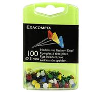 Epingles Exacompta à tête plate unie - Boîte de 100 - Diam. 5mm - Coloris assortis