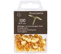 Exacompta - Réf. 14741E - Boîte de 100 punaises - Hauteur de la pointe 9 mm - Diamètre 9 mm - Pour fixer cartes, photos, posters, documents, cadres, guirlandes - Couleur laiton