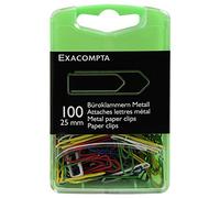 Exacompta - Réf. 14744E - Boîte de 100 attaches lettres, trombones - En métal vernis couleur - Accessoire de bureau, pour relier des documents non perforés - Longueur 25 mm - Couleurs assorties