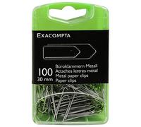Exacompta - Réf. 14746E - Boîte de 100 attaches lettres, trombones - En métal - Accessoire de bureau, pour relier des documents non perforés - Longueur 30 mm - Couleur argent