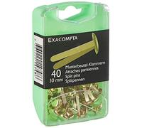 Exacompta - Réf. 14748E - Boîte de 40 attaches parisiennes en métal à tête ronde - Hauteur 30 mm x largeur 7 mm - Pour petits bricolages, scrapbooking, album photo, cartes artisanales - Couleur or