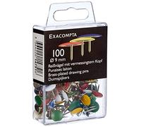 Exacompta - Réf. 14751E - Boîte de 100 punaises - Hauteur de la pointe 9 mm - Diamètre 9 mm - Pour fixer cartes, photos, posters, documents, cadres, guirlandes - 5 couleurs assorties