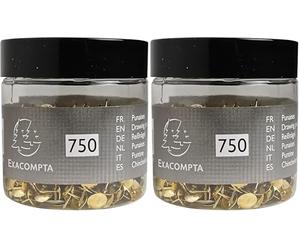 Exacompta - Réf. 14768E - Boîte de 750 punaises - Hauteur de la Pointe 9 mm - Diamètre 9,5 mm - pour Fixer Cartes, Photos, Posters, Documents, Cadres, guirlandes - Couleur Laiton (Lot de 2)