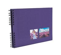 Exacompta - Réf. 15005E - Album photos à spirales MILANO - 150 photos - 50 pages noires - format 32 x 22 cm - couverture en papier violet effet textile - fenêtre de personnalisation - certifié FSC