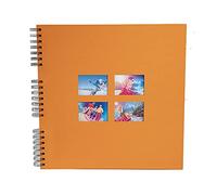 Exacompta - Réf. 15117E - Album photos à spirales MILANO - 360 photos - 60 pages noires - format 32 x 32 cm - couverture en papier orange effet textile - fenêtre de personnalisation - certifié FSC