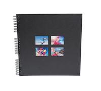 Exacompta - Réf. 15119E - Album photos à spirales MILANO - 360 photos - 60 pages noires - format 32 x 32 cm - couverture en papier noir effet textile - fenêtre de personnalisation - certifié FSC