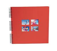 Exacompta - Réf. 15121E - Album photos à spirales MILANO - 360 photos - 60 pages noires - format 32 x 32 cm - couverture en papier rouge effet textile - fenêtre de personnalisation - certifié FSC