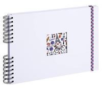 Exacompta - Réf. 15132E - Album photos à spirales FRENCH'CLASS - 150 photos - 50 pages blanches - format 32 x 22 cm - couverture blanche en papier pelliculé avec un élastique de fermeture