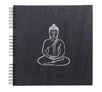 Exacompta - Réf. 15142E - Album photos à spirales ZEN - 60 pages noires - 360 photos - format 32 x 32 cm - couverture en papier effet bois et ambiance zen de couleur Ebène