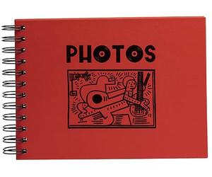 Exacompta - Réf. 15183E - Album photos spiralé Musicart rouge - 50 photos - 50 pages noires - format 23 x 16 cm - couverture de couleur rouge avec marquage noir design