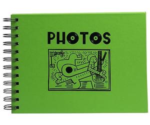 Exacompta - Réf. 15184E - Album photos spiralé Musicart vert - 50 photos - 50 pages noires - format 23 x 16 cm - couverture de couleur vert avec marquage noir design